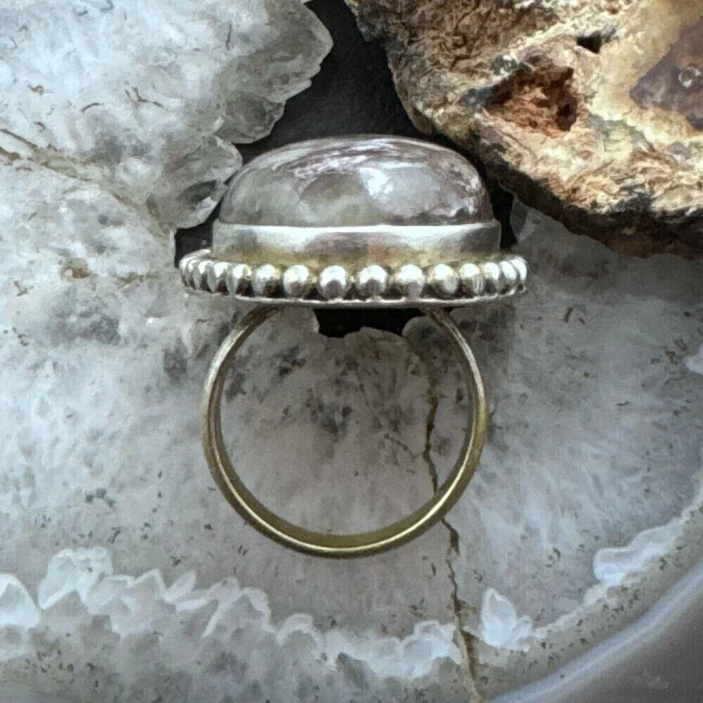 Sterling Silver Southwestern Style Large Oval Jasper Ring Size 7.75 For Women